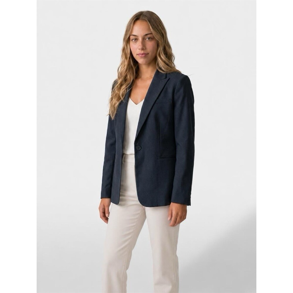 Calvin Klein Blazer Jacket Womens Size M Navy Blue One-Button Notch Lapel